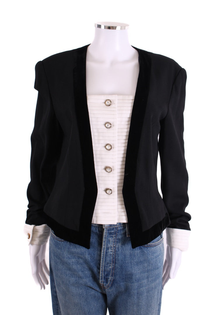 Escada Contrasting Blouse Effect Jacket Black/ Cream 40