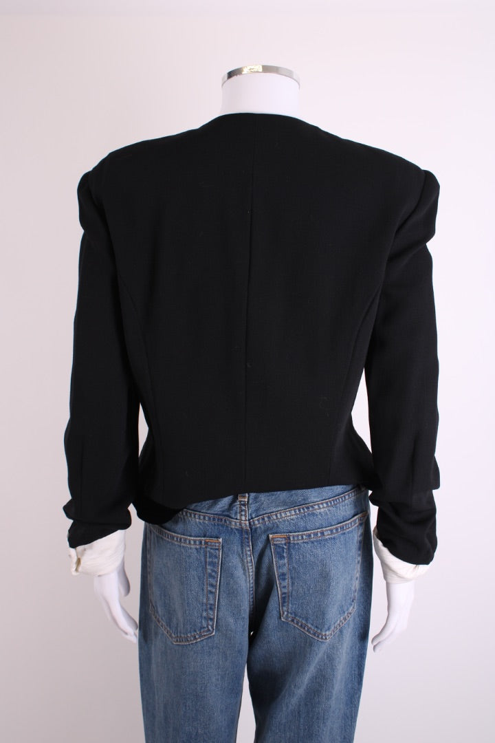 Escada Contrasting Blouse Effect Jacket Black/ Cream 40