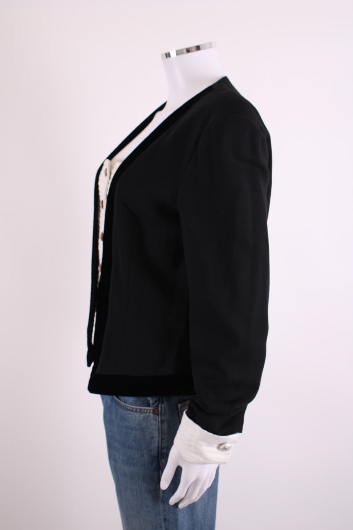 Escada Contrasting Blouse Effect Jacket Black/ Cream 40