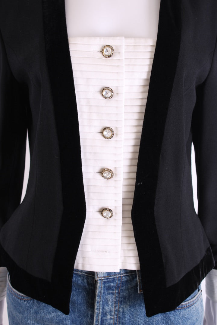 Escada Contrasting Blouse Effect Jacket Black/ Cream 40