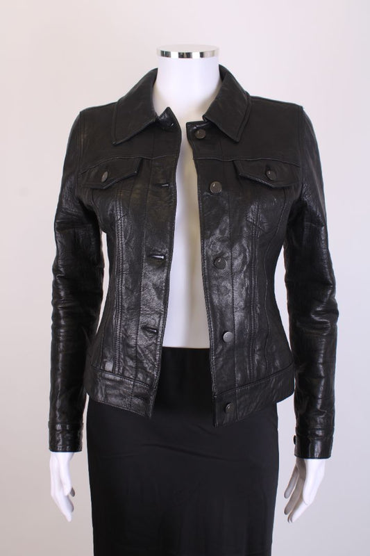 J Brand Leather Jacket Black XS