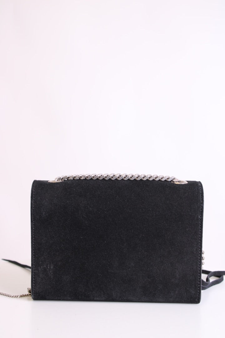 Black/ Silver Saint Laurent Fringe/ Chain Bag
