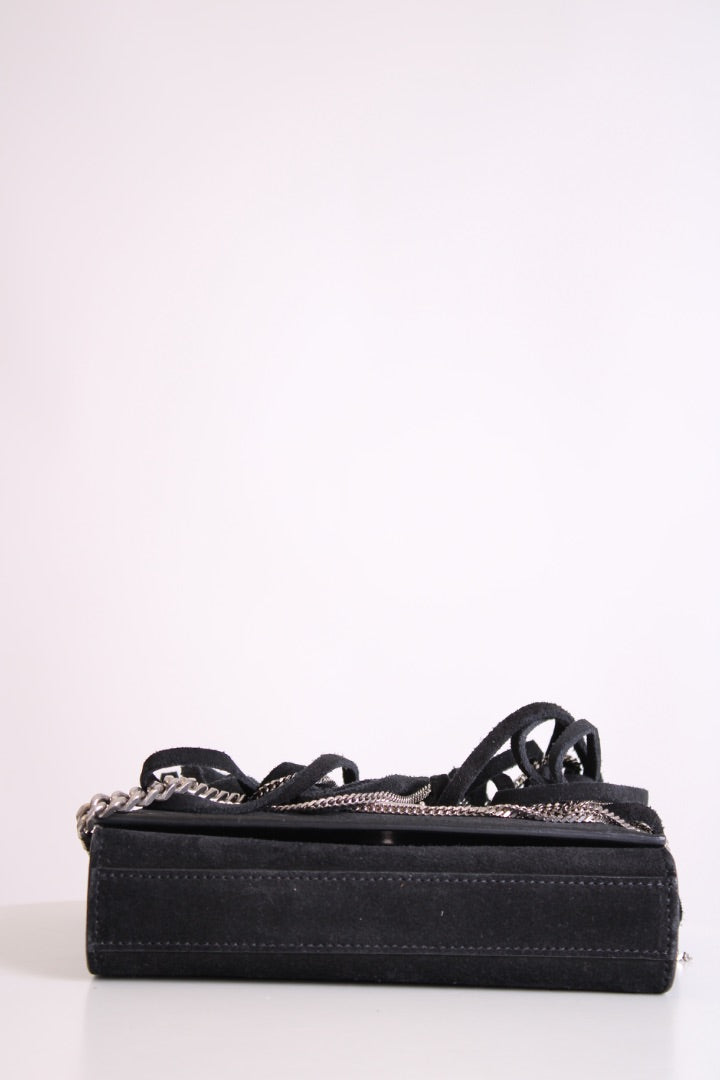 Black/ Silver Saint Laurent Fringe/ Chain Bag