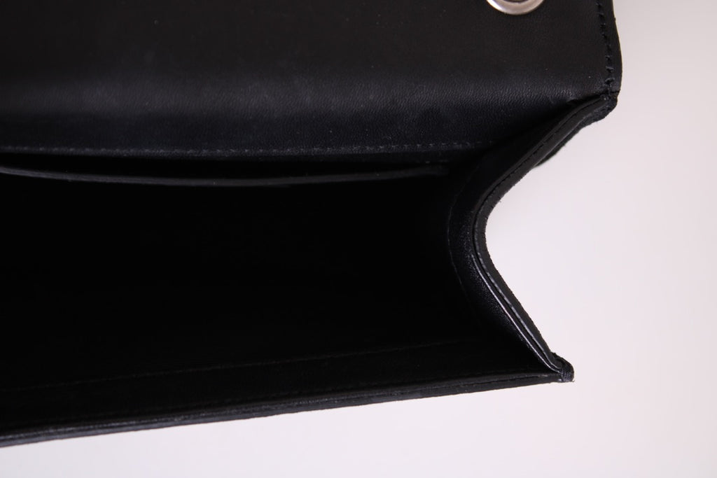 Black/ Silver Saint Laurent Fringe/ Chain Bag