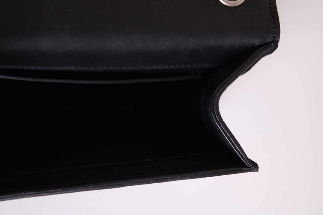 Black/ Silver Saint Laurent Fringe/ Chain Bag