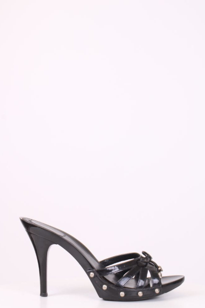 Christian Dior open toe leather Sandal heels Black 40.5
