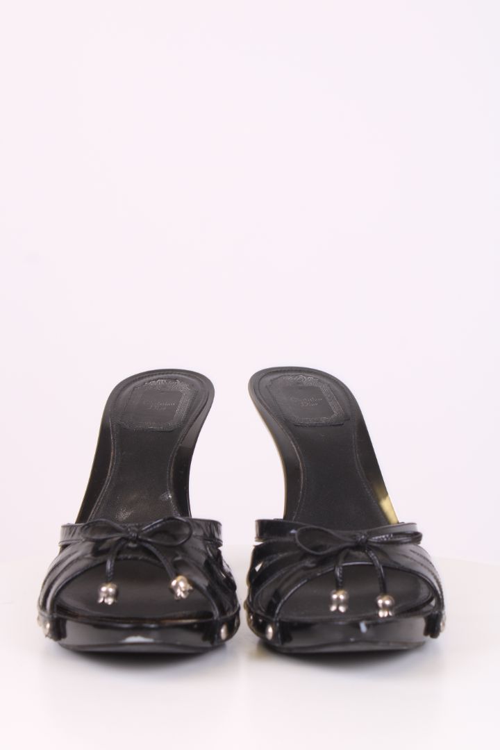 Christian Dior open toe leather Sandal heels Black 40.5