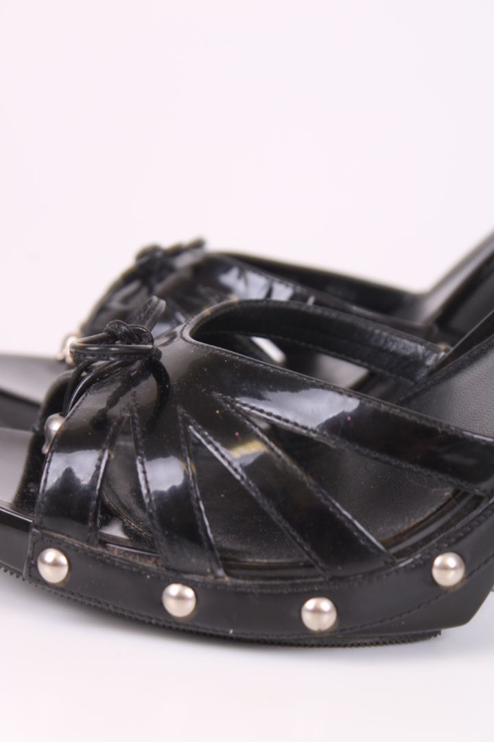 Christian Dior open toe leather Sandal heels Black 40.5