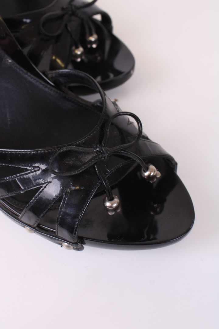 Christian Dior open toe leather Sandal heels Black 40.5