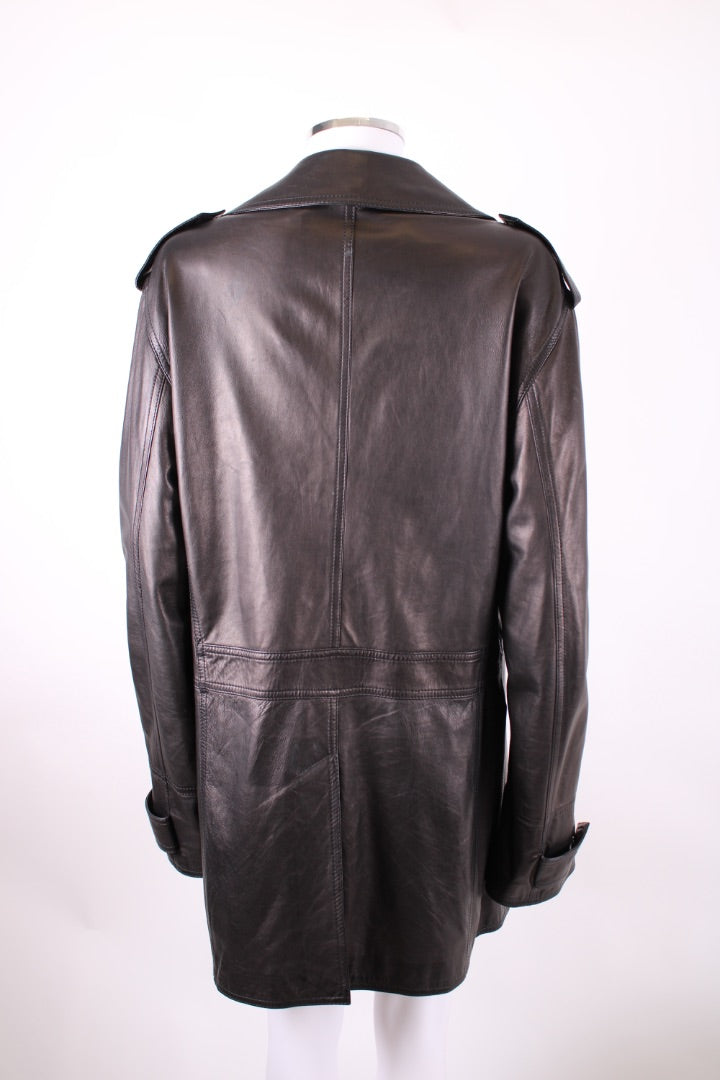 Dolce & Gabbana Leather Zebra Lining Coat Black M