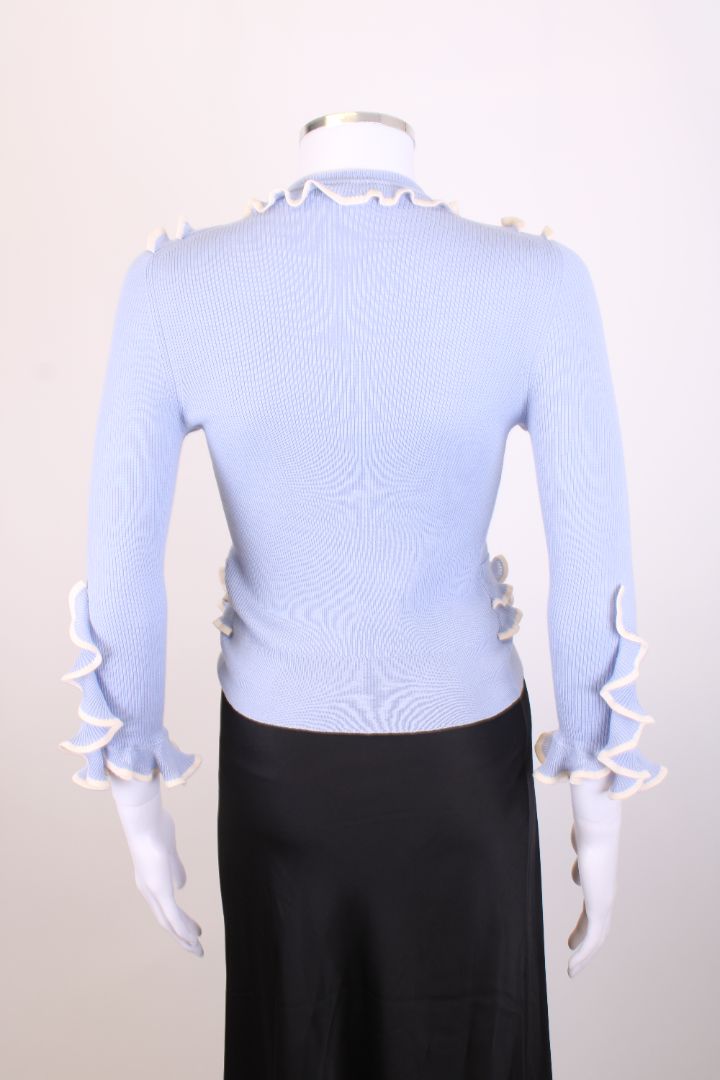 Alexander McQueen L/S Ruffle Cardigan Blue/ Cream S