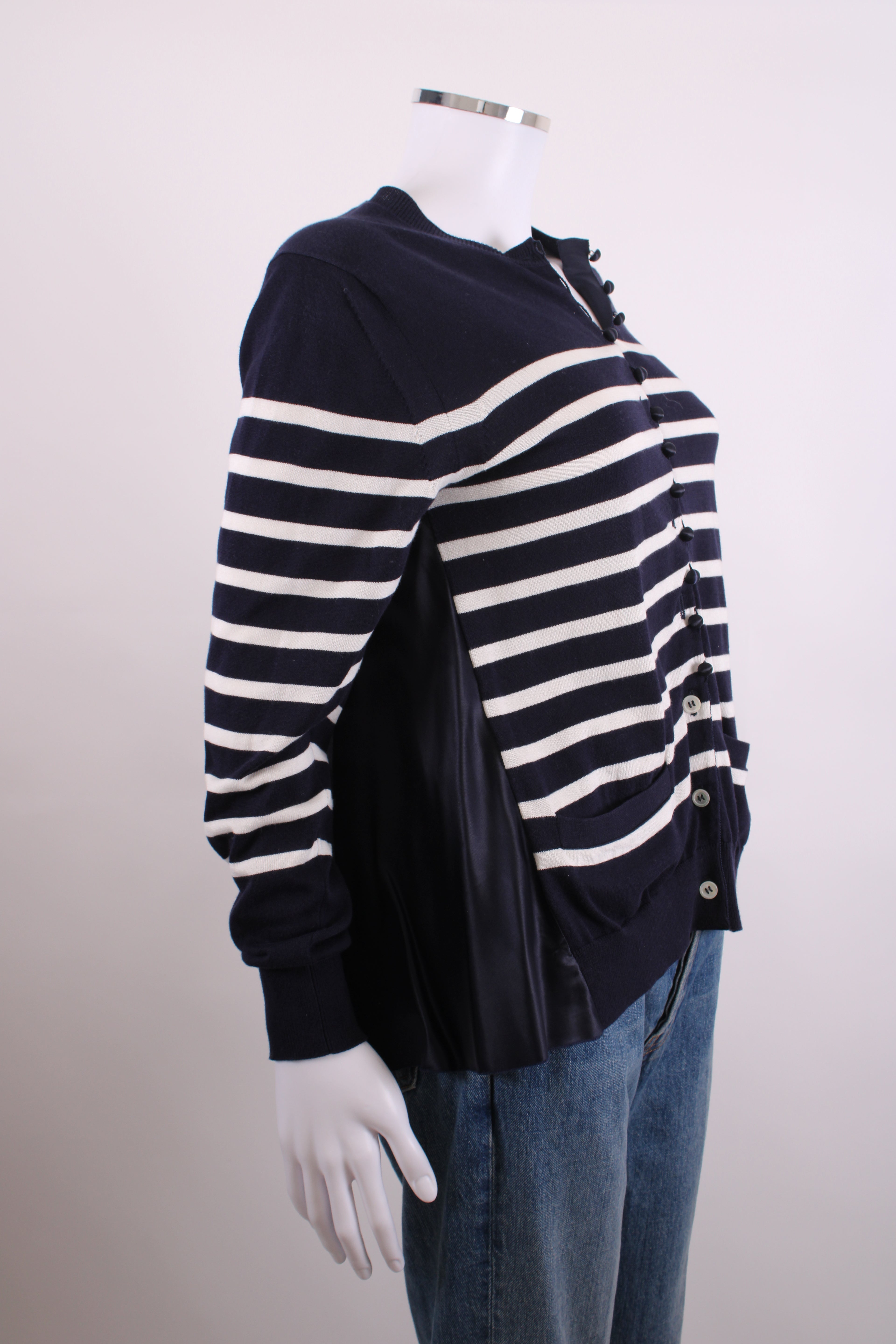 Sacai Luck L/S Stripe Cardigan Navy/ White 12