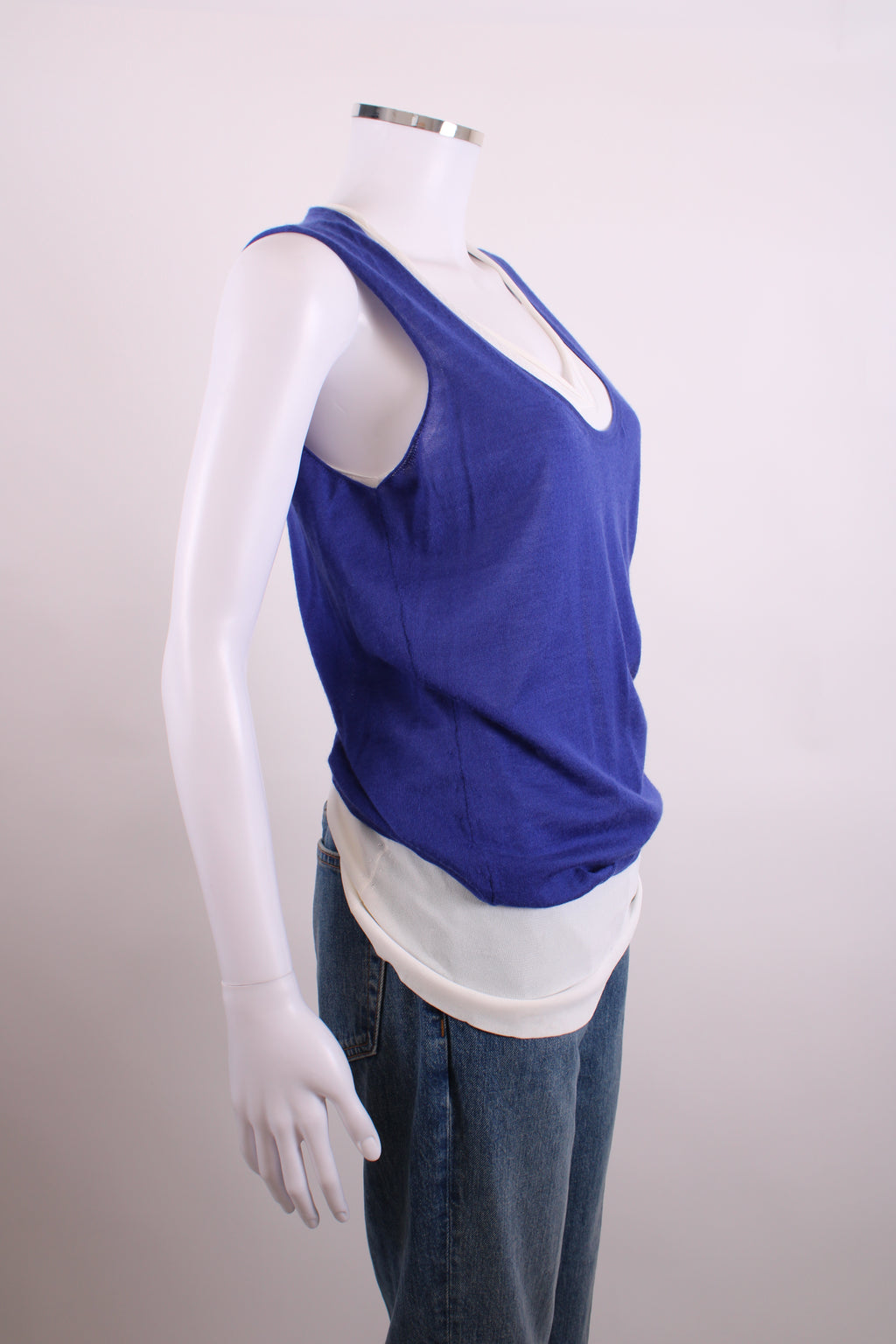 Gucci S/S Layered Knit Top Blue/ White M