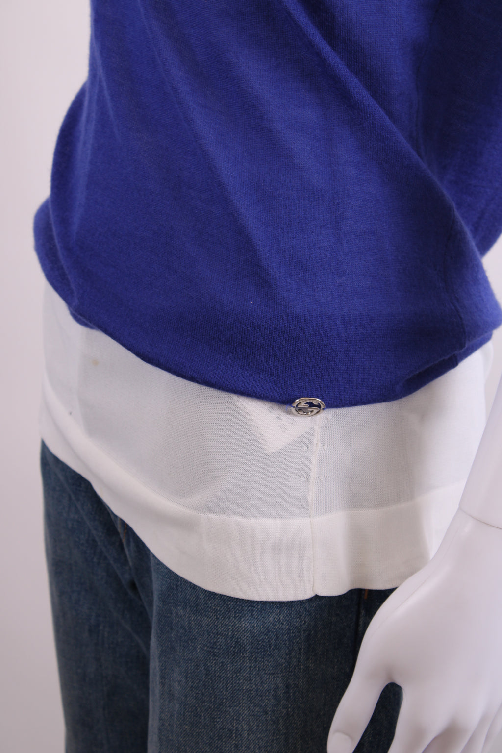 Gucci S/S Layered Knit Top Blue/ White M