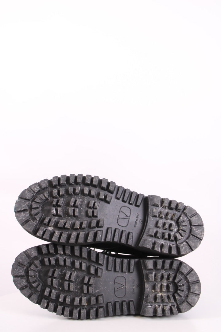 Valentino Side Zip Combat Boots Black 5