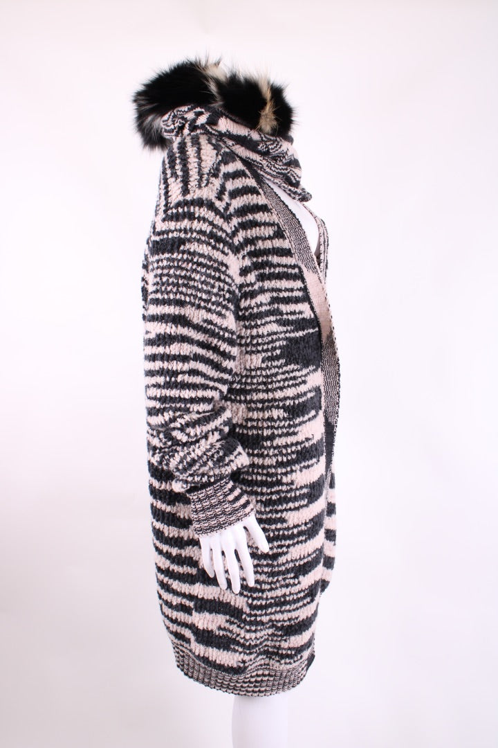 Missoni Cardigan/ Pom Pom Hat Co-ord Light Pink/ Grey M