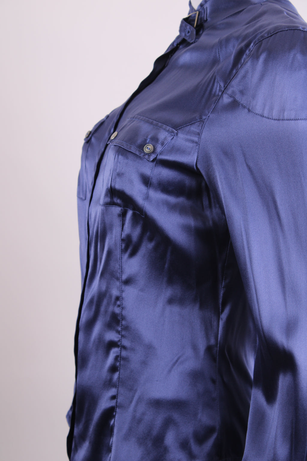 Belstaff L/S Buckle Collar Zip Shirt Navy M
