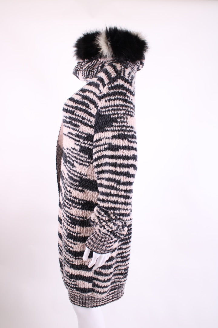 Missoni Cardigan/ Pom Pom Hat Co-ord Light Pink/ Grey M