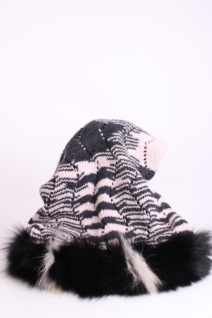 Missoni Cardigan/ Pom Pom Hat Co-ord Light Pink/ Grey M