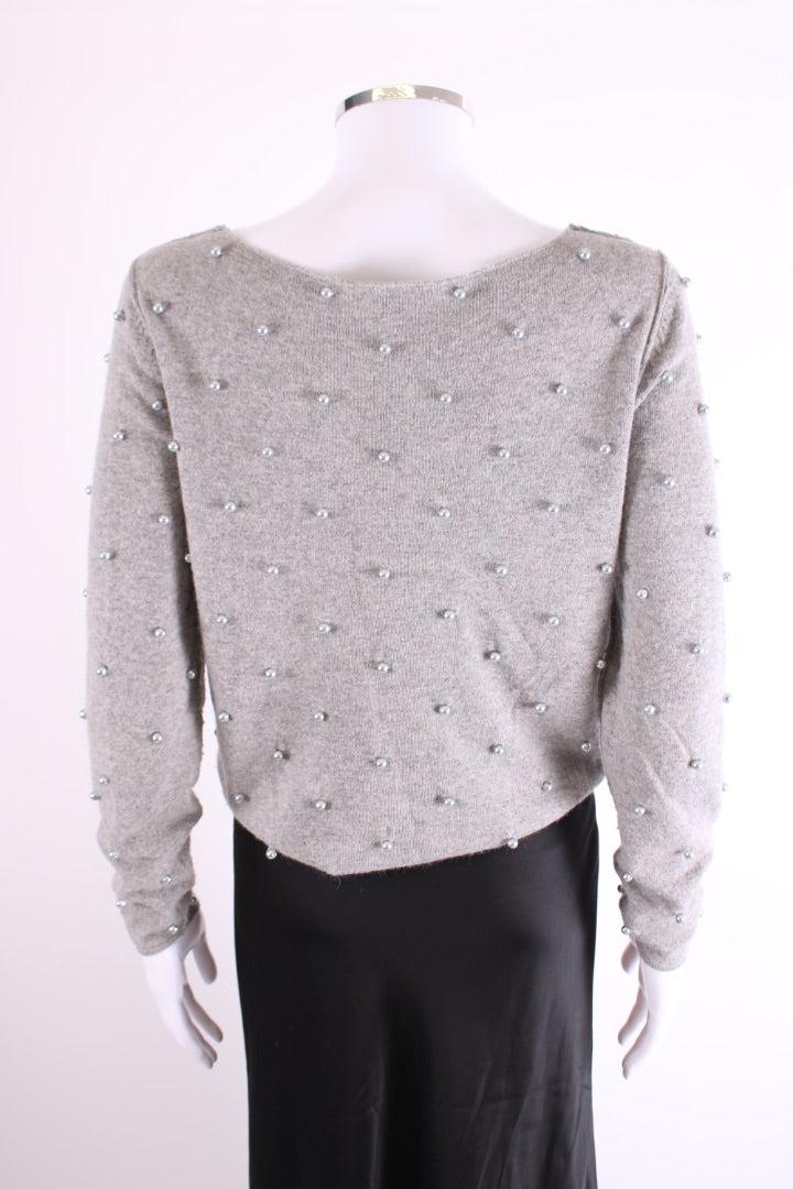 Moschino Cheap & Chic Pearl Embellished Cardigan Grey