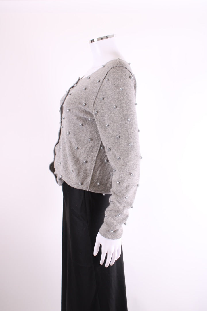 Moschino Cheap & Chic Pearl Embellished Cardigan Grey