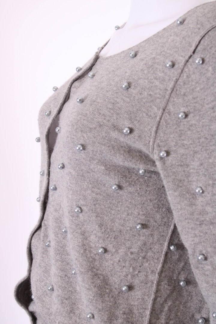 Moschino Cheap & Chic Pearl Embellished Cardigan Grey