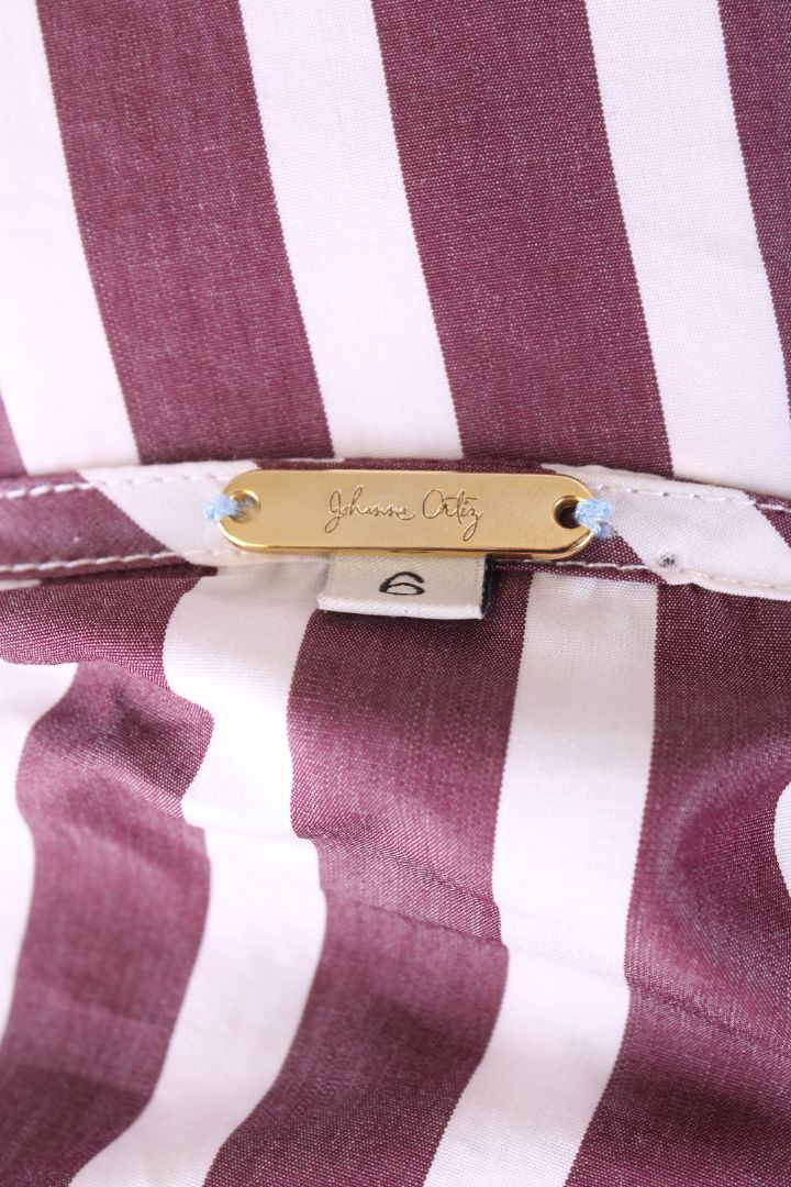 Johanna Ortiz S/S Stripe Wrap Blouse Burgundy/ White 10