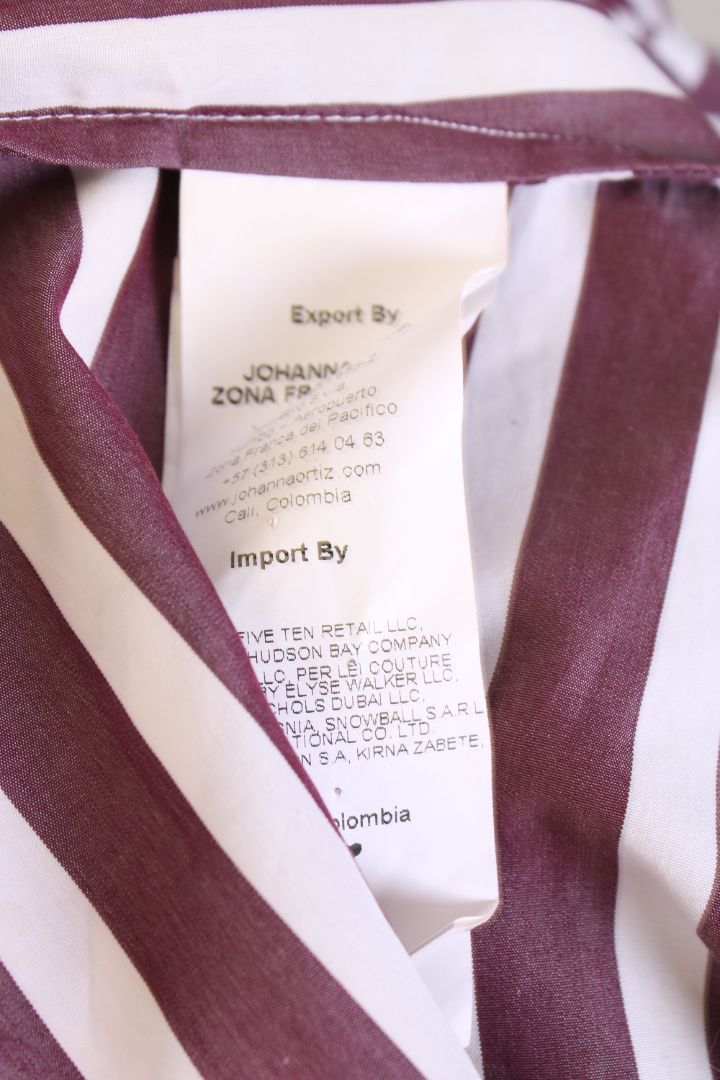 Johanna Ortiz S/S Stripe Wrap Blouse Burgundy/ White 10