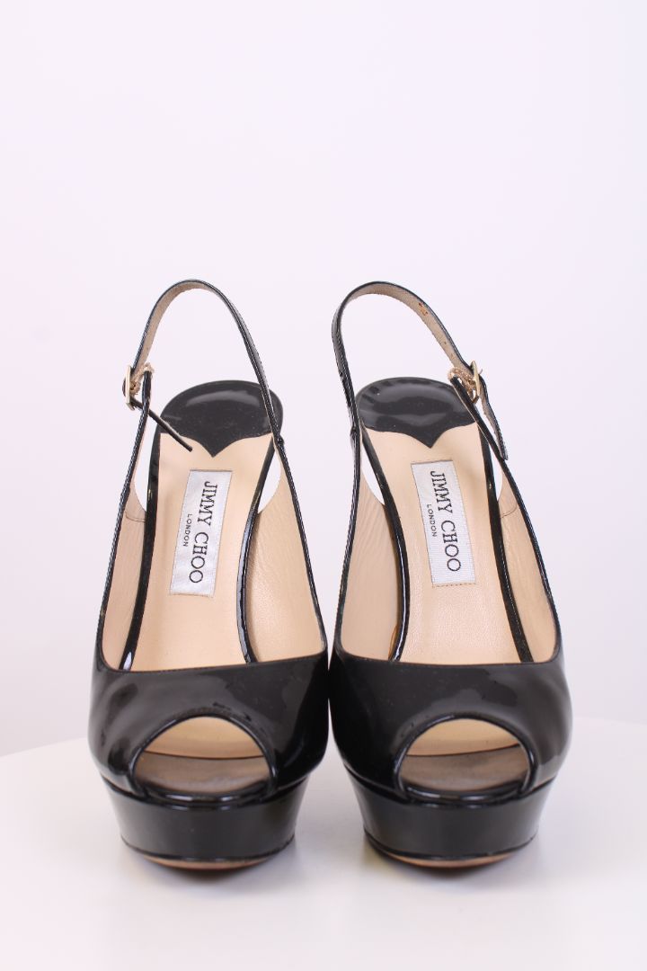 Jimmy Choo Patent Slingback Heels Black 41