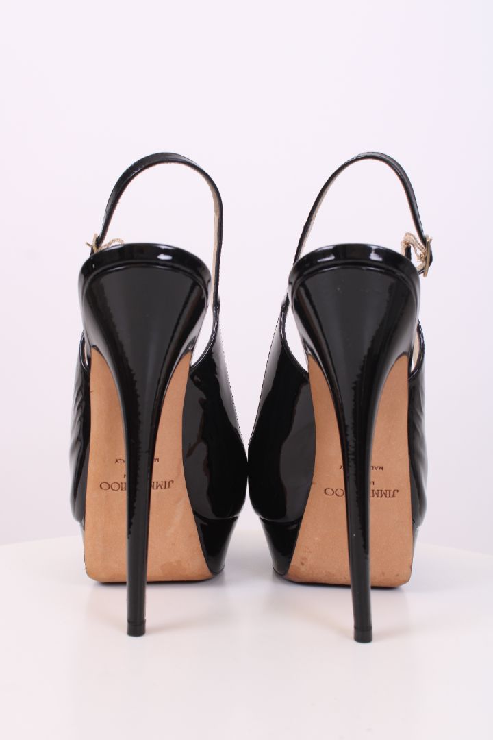 Jimmy Choo Patent Slingback Heels Black 41