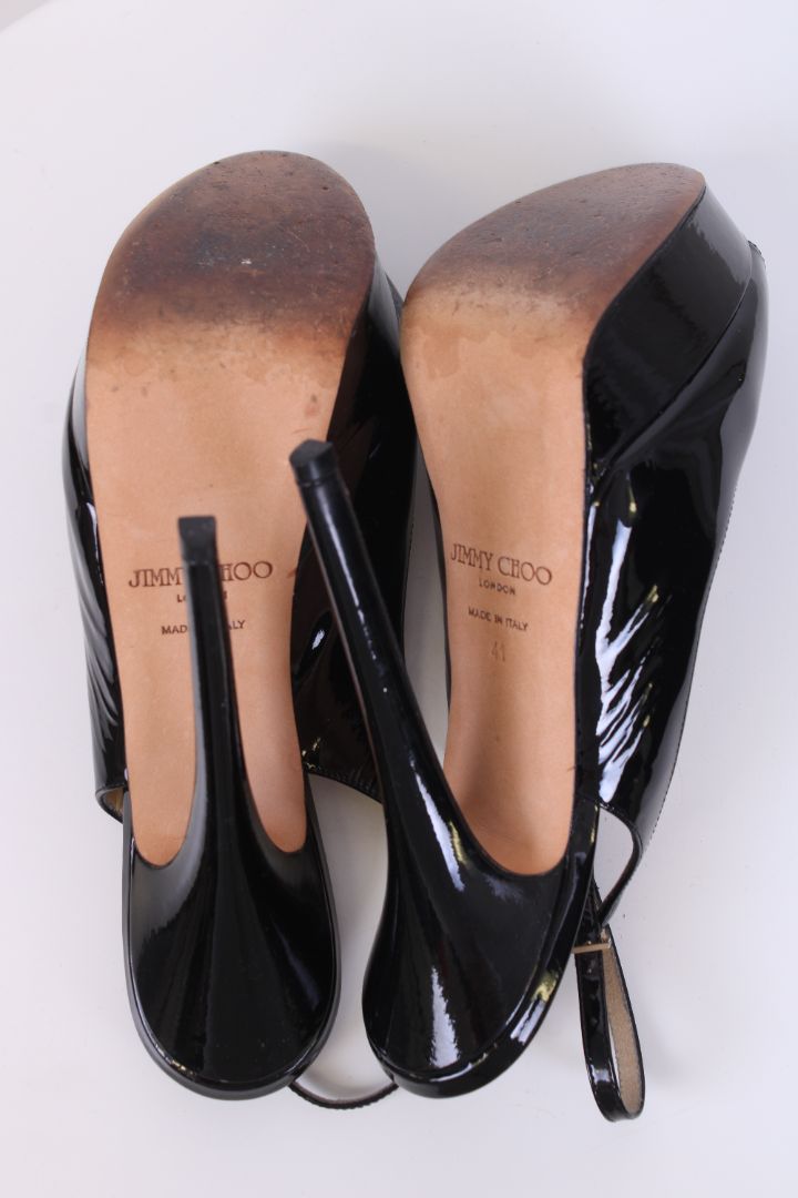 Jimmy Choo Patent Slingback Heels Black 41