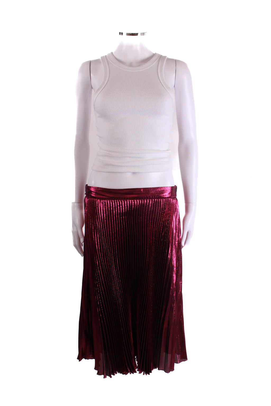 Gucci Metallic Pleated Skirt Pink 14