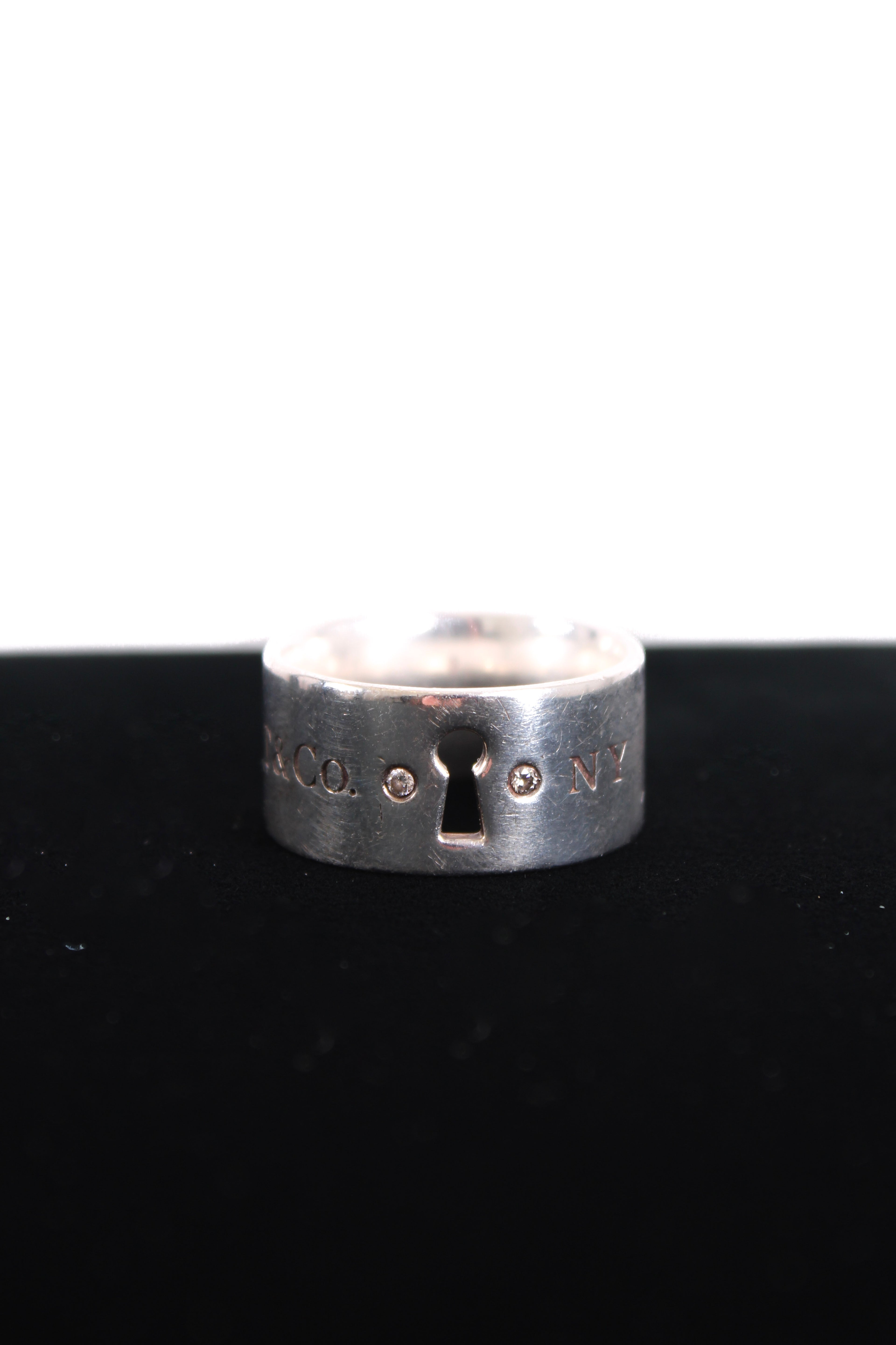Tiffany Wide 2 Diamond Keyhole Lock Silver