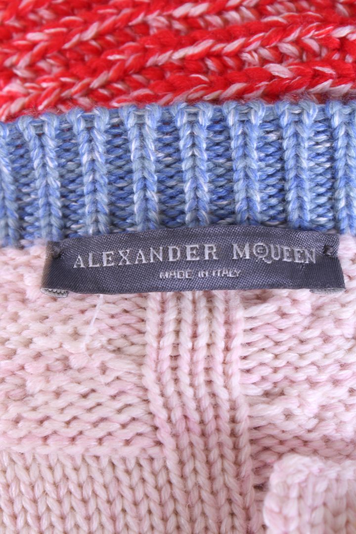 Alexander McQueen Peplum Ribbed Cardigan Multi Coloured S