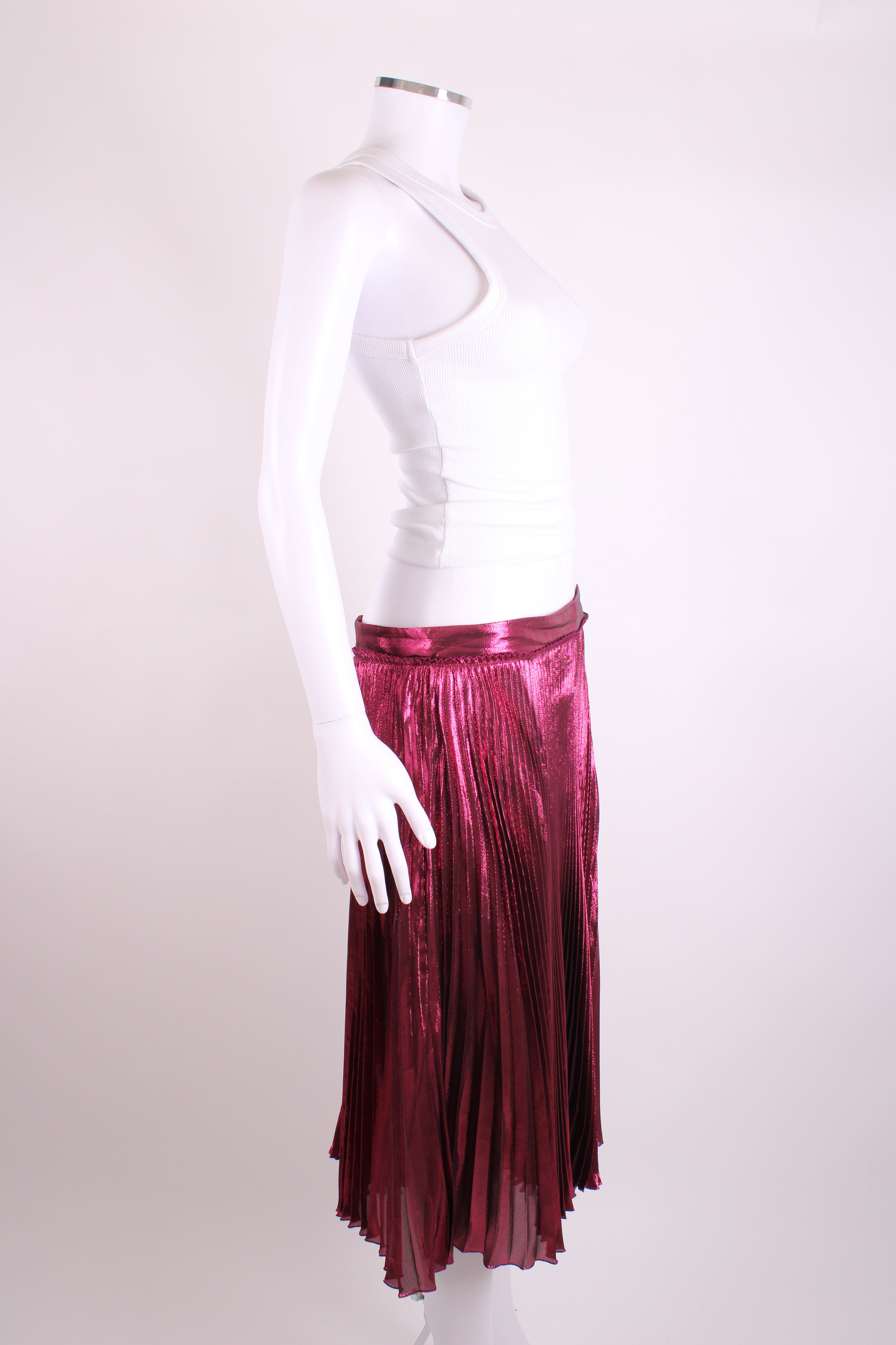 Gucci Metallic Pleated Skirt Pink 14