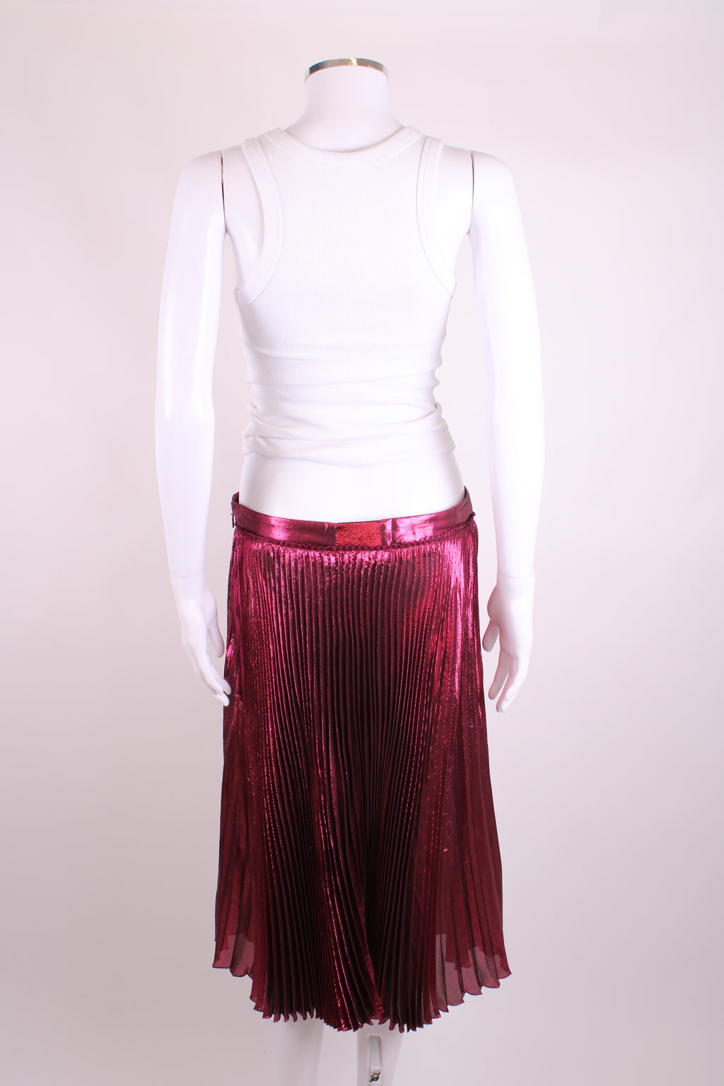 Gucci Metallic Pleated Skirt Pink 14