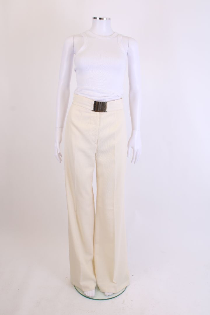 Emporio Armani Belted Trousers Cream 8