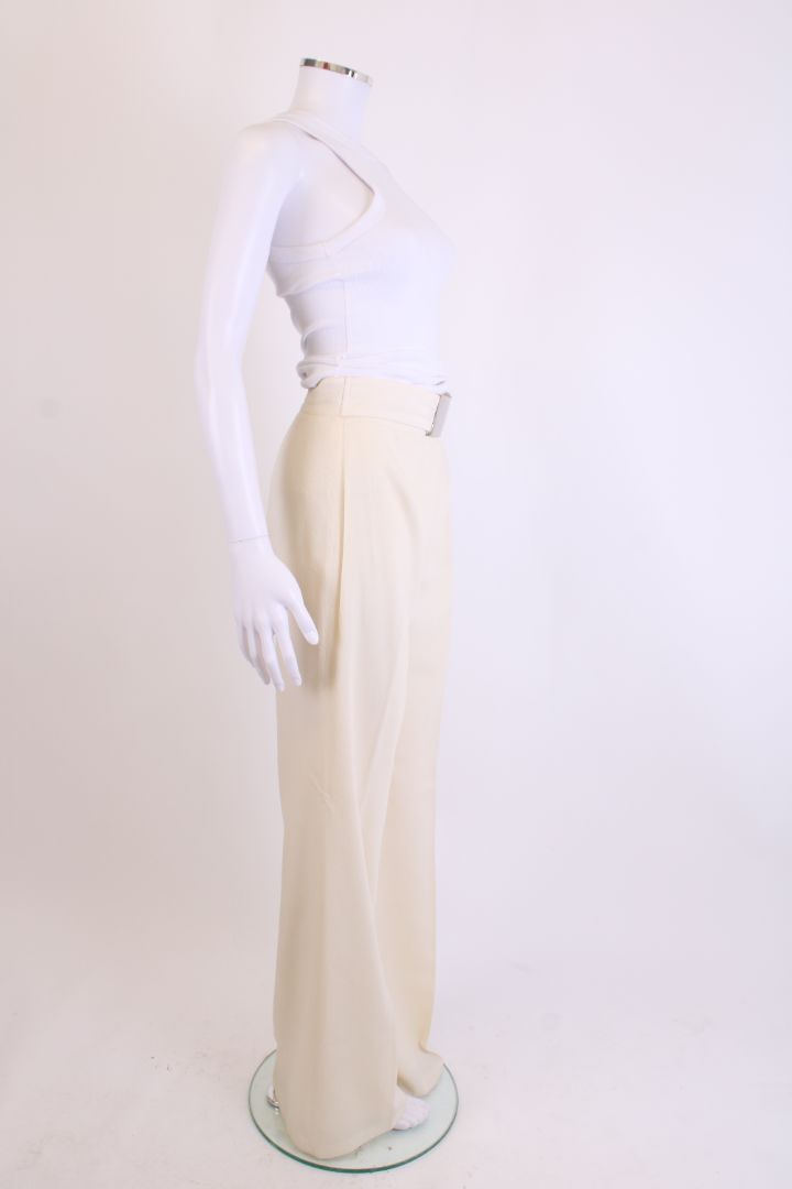 Emporio Armani Belted Trousers Cream 8