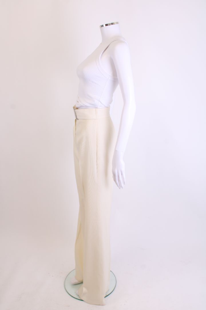 Emporio Armani Belted Trousers Cream 8