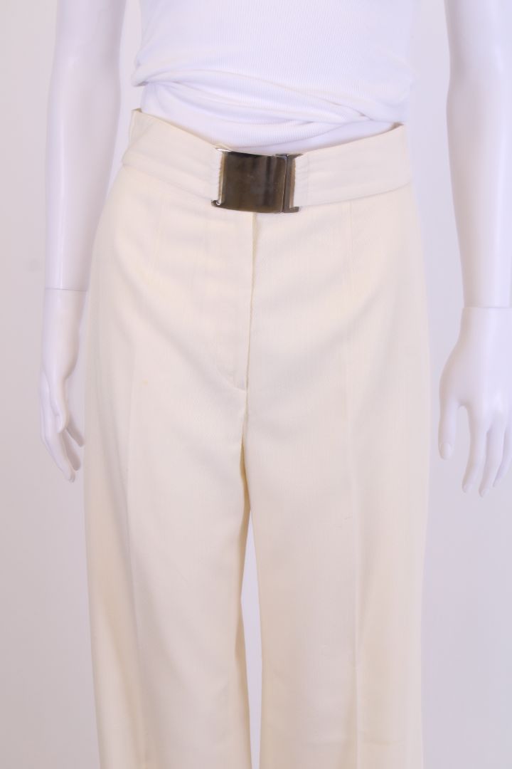 Emporio Armani Belted Trousers Cream 8
