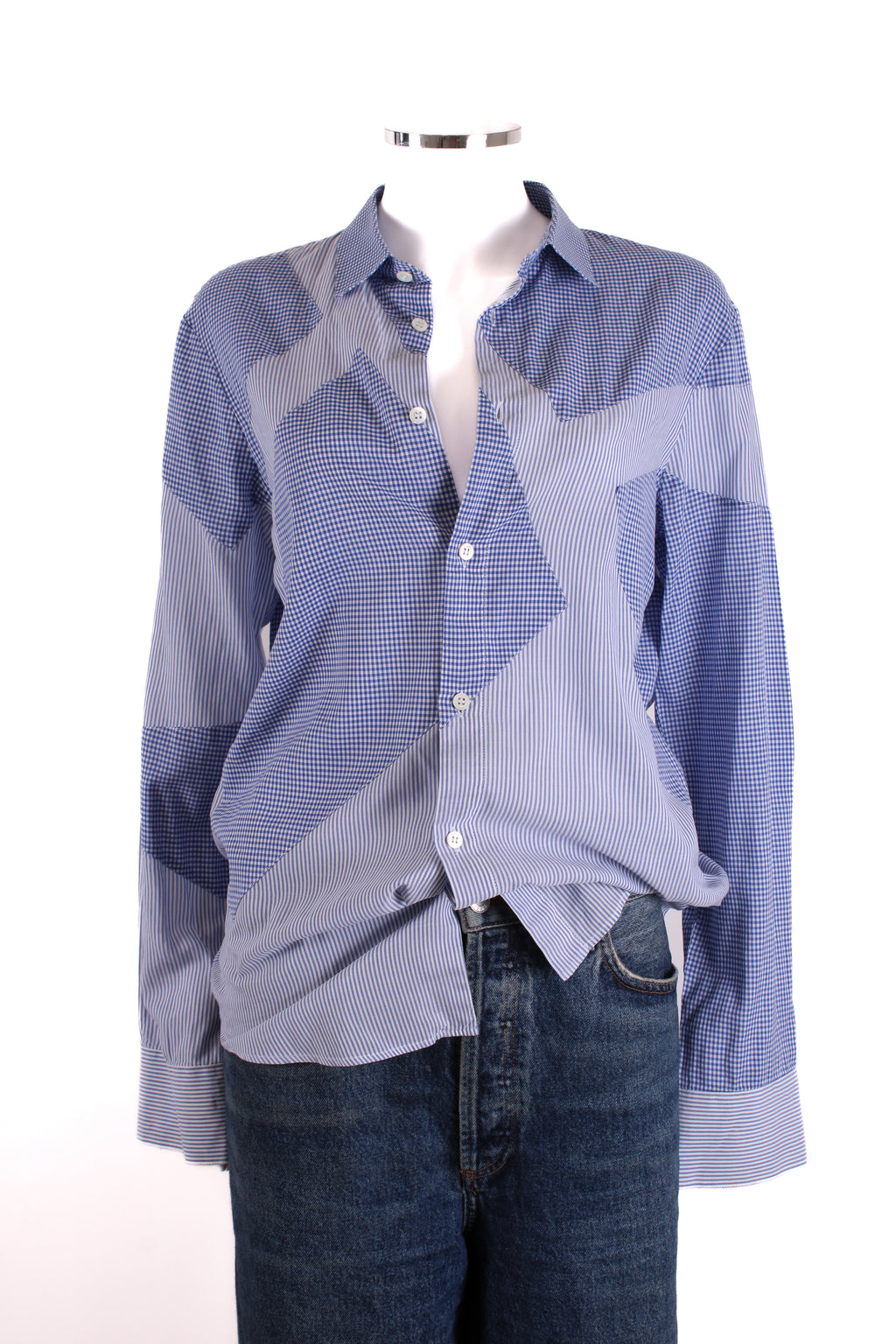 Alexander McQueen L/S Check Shirt Blue/ White 50