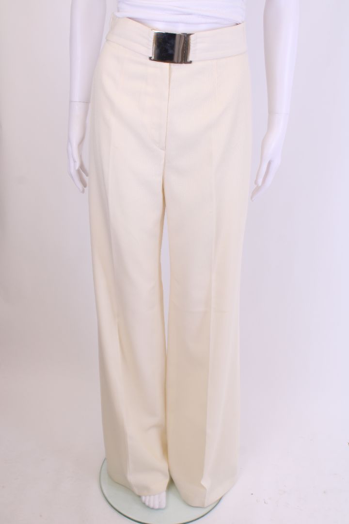 Emporio Armani Belted Trousers Cream 8