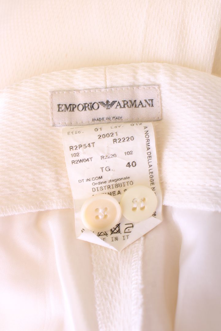 Emporio Armani Belted Trousers Cream 8