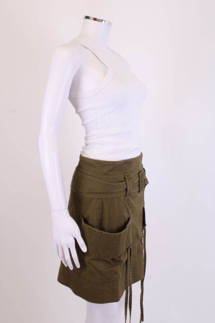 Saint Laurent Canvas Pocket Mini Skirt Khaki 12