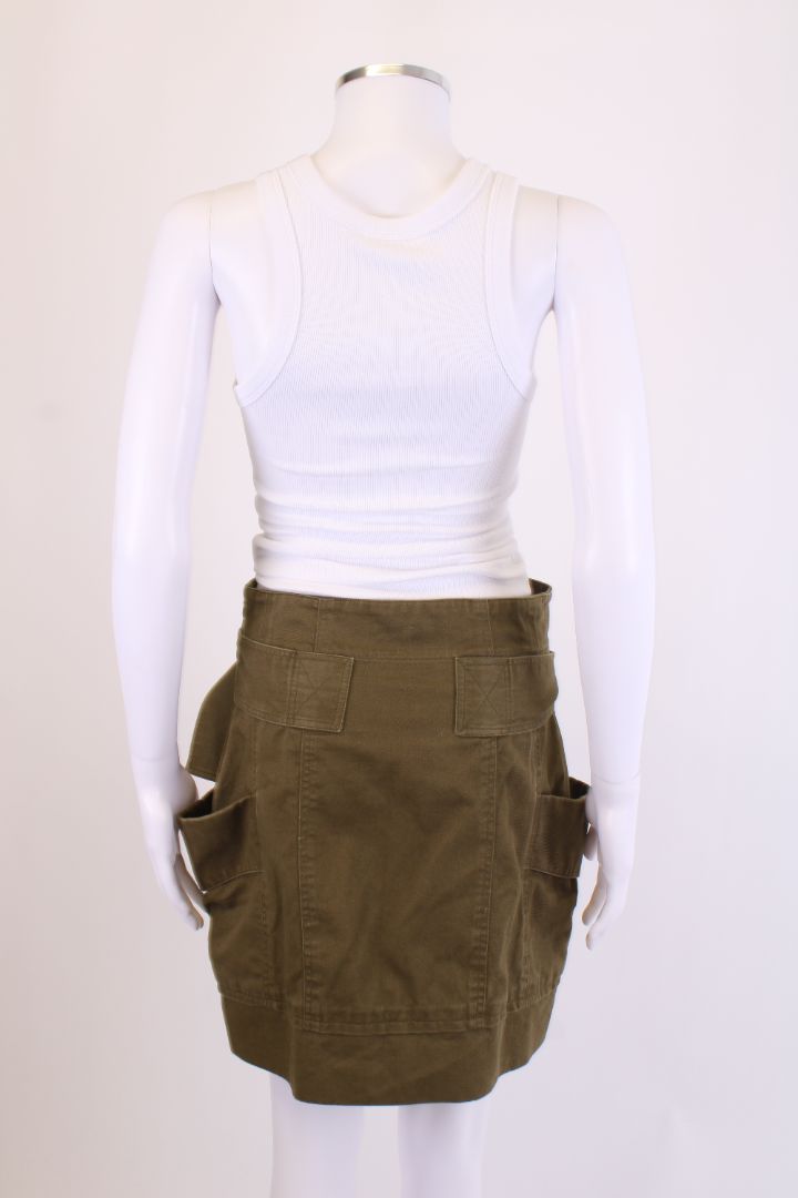 Saint Laurent Canvas Pocket Mini Skirt Khaki 12