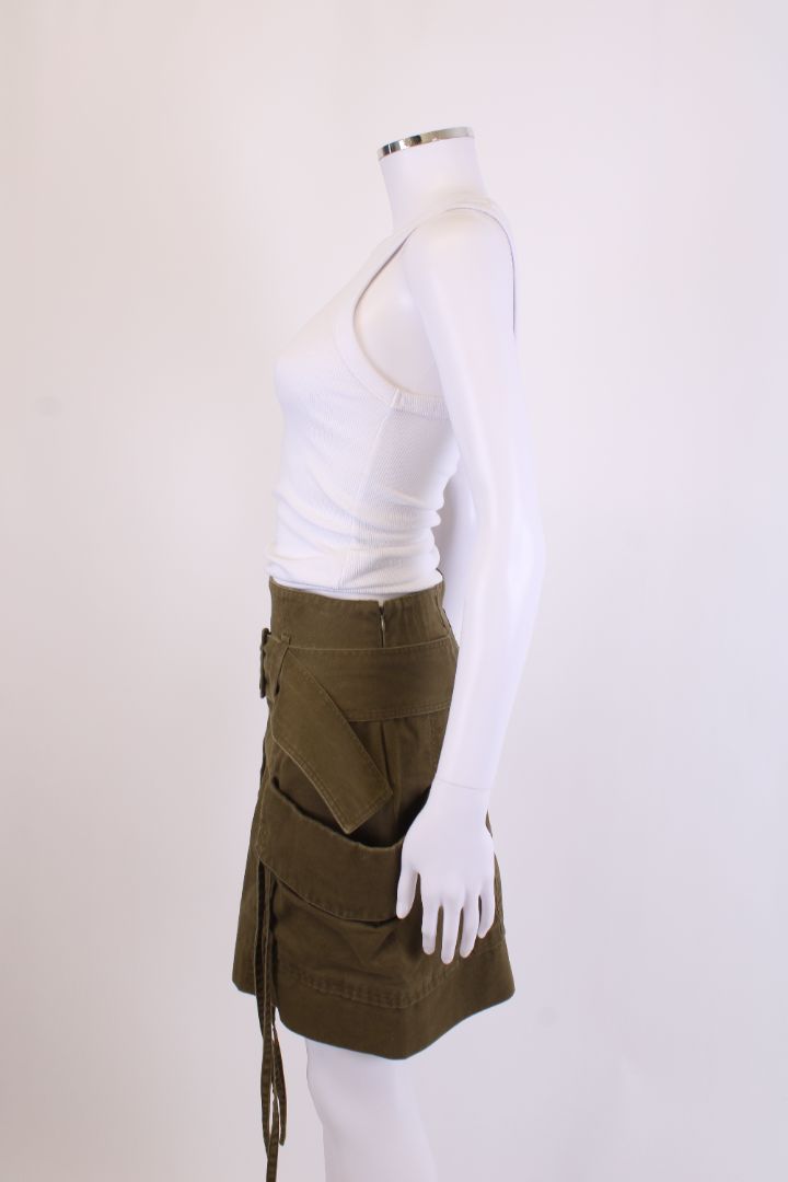 Saint Laurent Canvas Pocket Mini Skirt Khaki 12