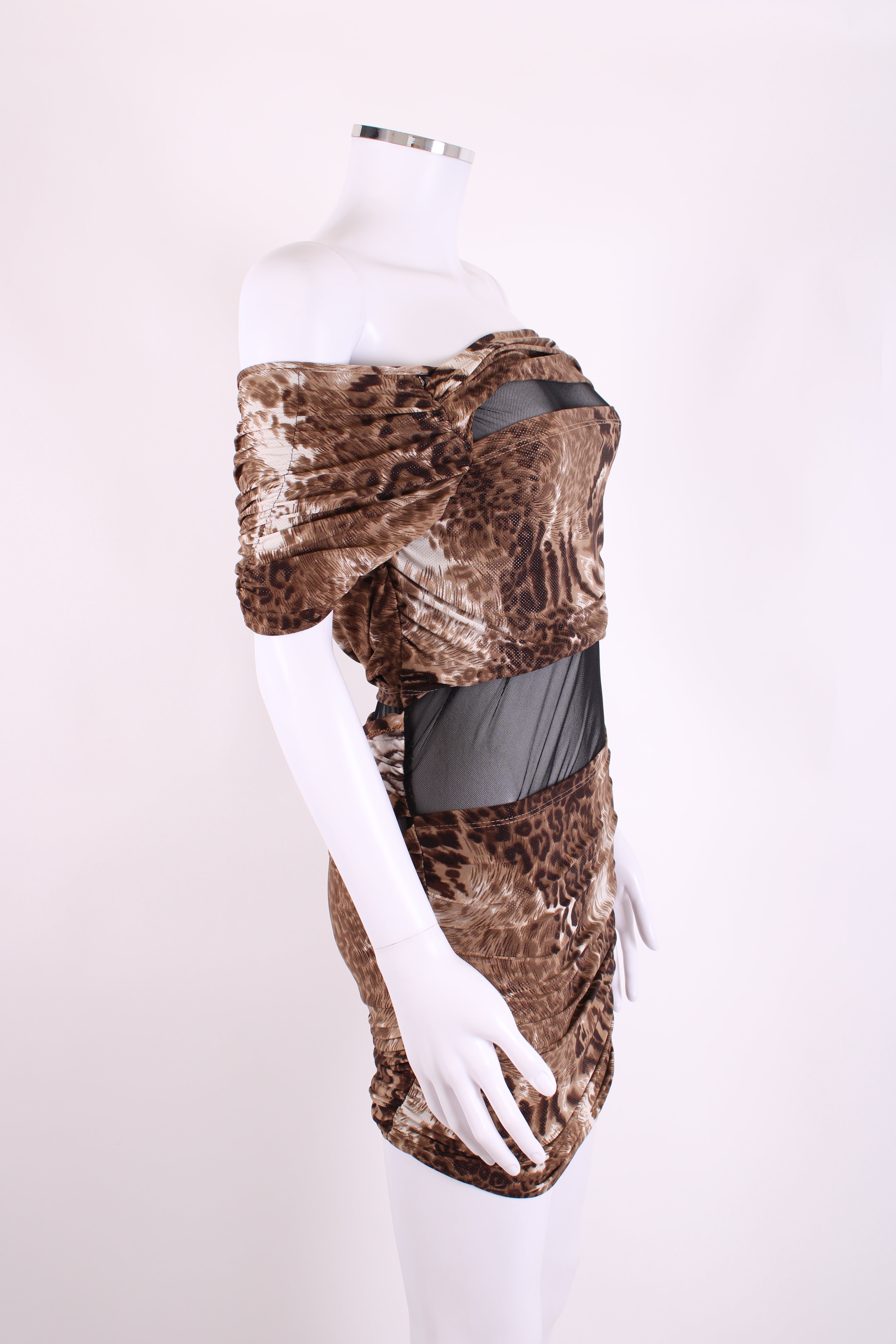 Roberto Cavalli Leopard Mini Dress Brown S