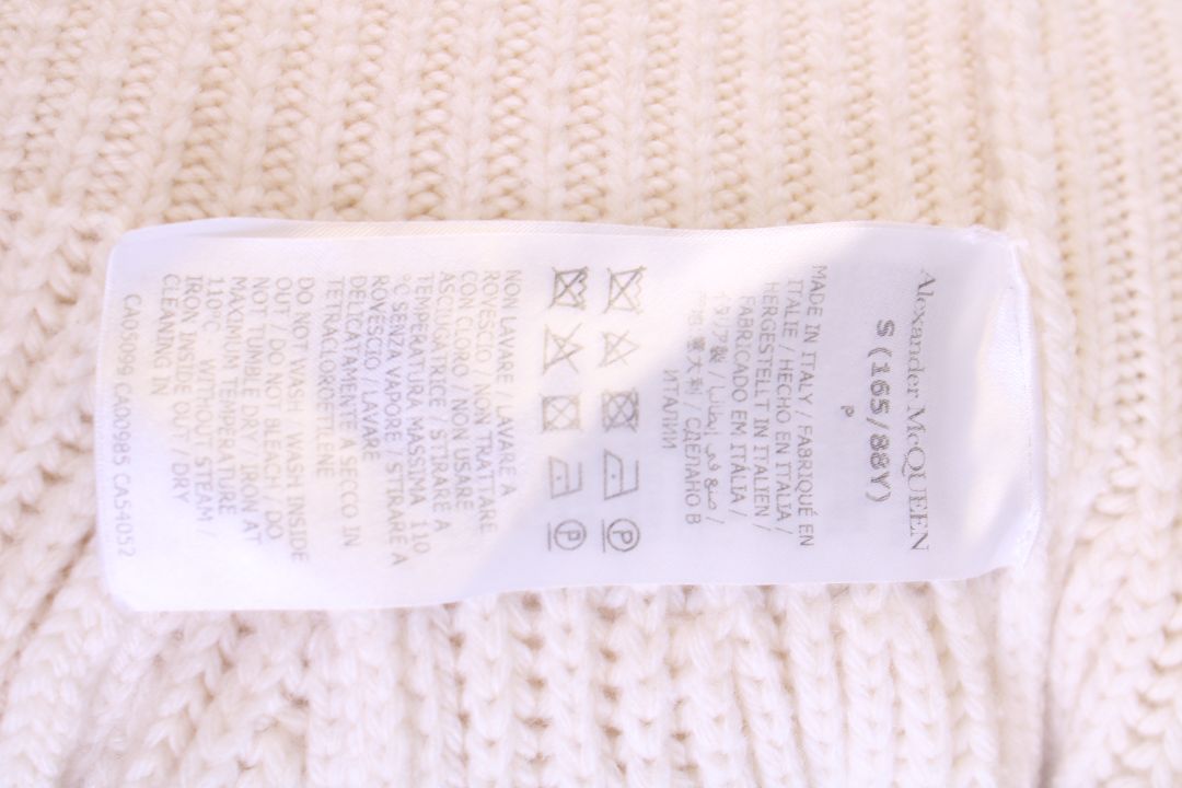 Alexander McQueen L/S Ribbed Knit Cardigan Cream S