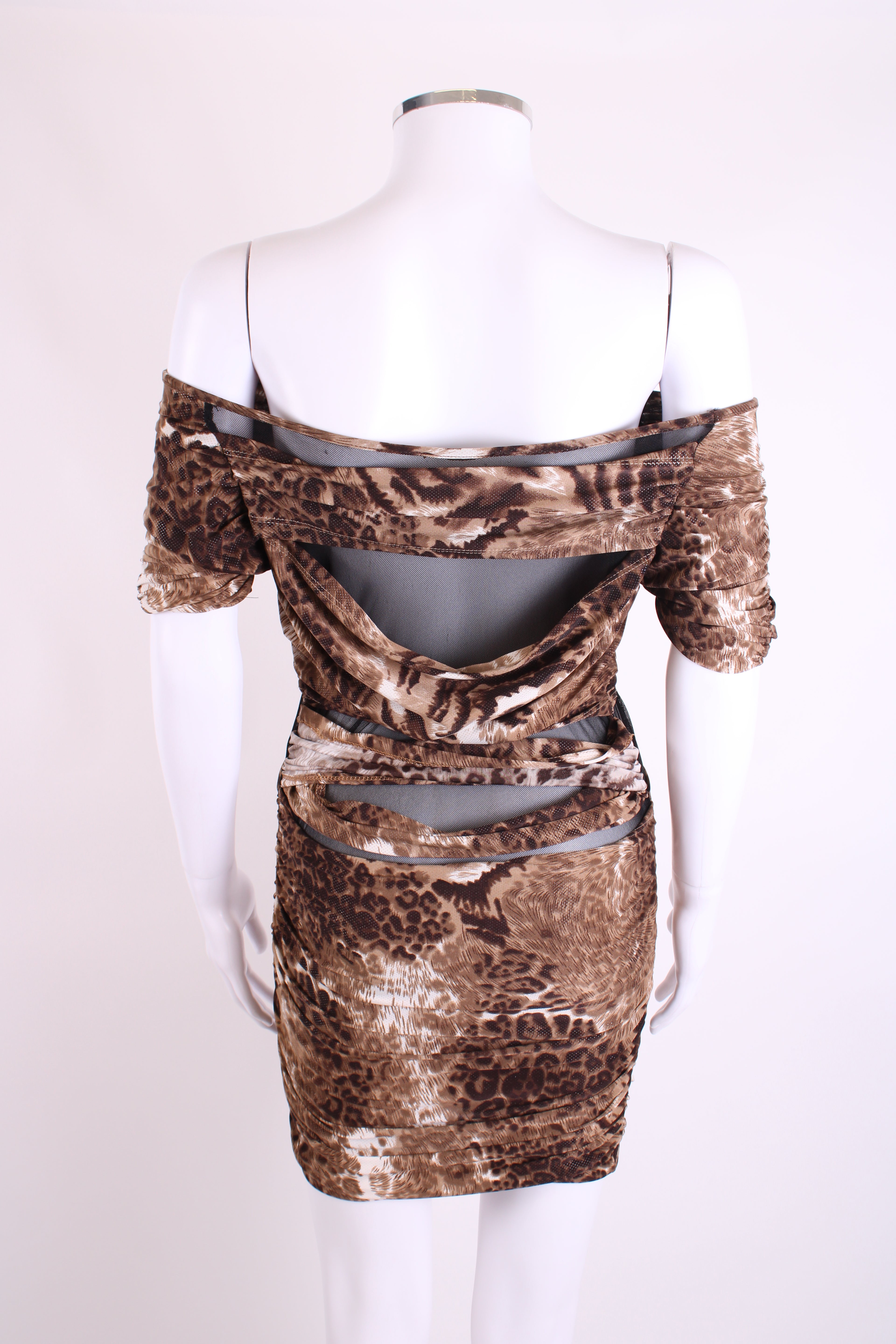 Roberto Cavalli Leopard Mini Dress Brown S