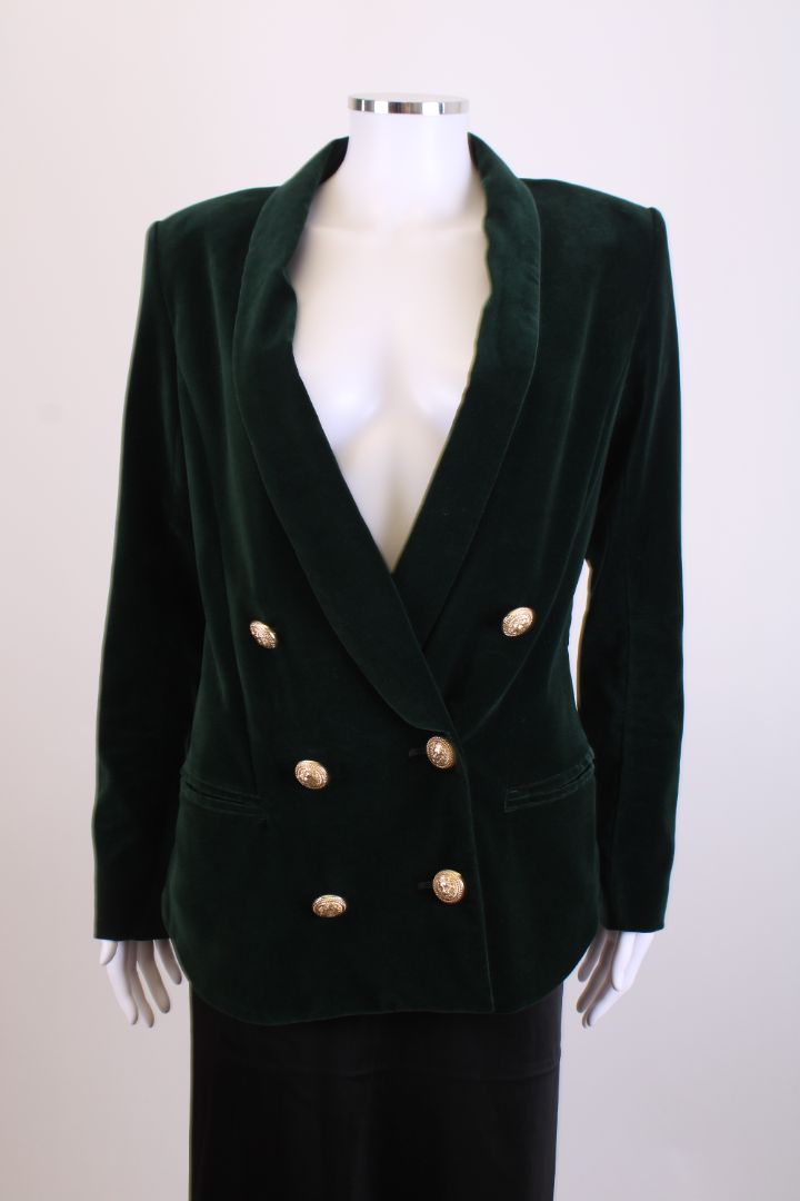 Balmain Velvet Blazer Green 10